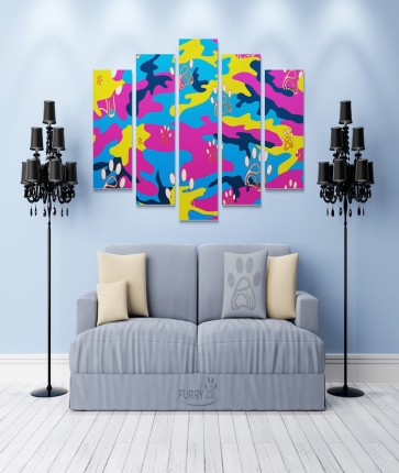 FURRY PAW CAMO / CAMOUFLAGE PINK MULTI PAW SIGNATURE ART