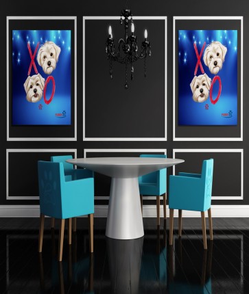 XOXO Blue Pawstars Canvas setting Furry Paw Digital Art Series