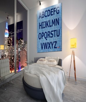 FURRY PAW TEXTILE-ABET DENIM BOUTIQUE CANVAS ART