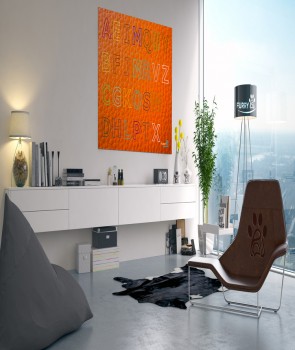 FURRY PAW TEXTILE-ABET ORANGE EPSOM BOUTIQUE CANVAS ART