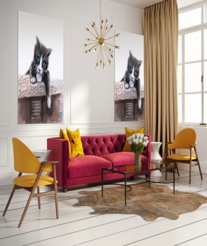 FURRY PAW PEDESTAL CAT STUDIO CANVAS ART